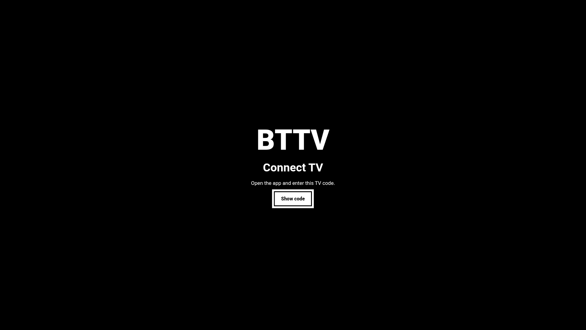 Bambi Trainer TV connect screen with Show code button